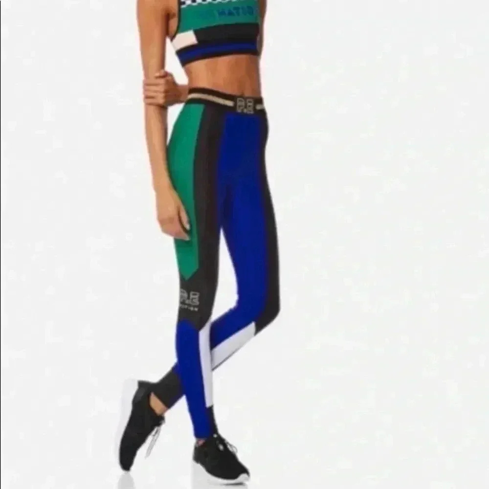 PE NATION Riseball Color Block Legging Blue‎ Green Size XS